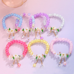 Bracelets en verre à breloques personnalisées en forme de fleur de marguerite pour filles Bracelets en verre bling-bling <span class=keywords><strong>confidente</strong></span> en cristal perlé Cadeaux - Product Image 4