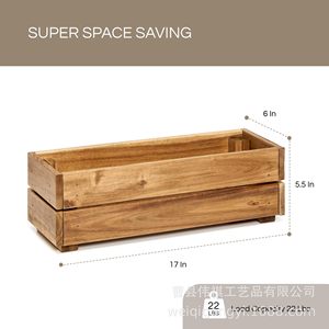 Boîte à fleurs en bois rectangulaire 17x6x5,5 pouces, couleur bois naturel, conteneur de rangement, pot de plante, utilisation en extérieur et en intérieur - Product Image 1