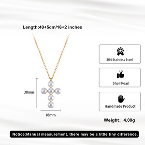 Conjunto de Collar y Aretes con Perlas de Imitación Cruz Dorada para Mujer, Regalo de Boda o Compromiso, Joyería de Acero Inoxidable Chapada en Oro de 18K - Product Image 5