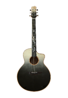 Guitare acoustique de 41 pouces avec table en épicéa massif et dos en érable, finition bleu dégradé brillant, incrustation en nacre de sirène, guitare folk