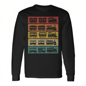T-shirt à manches longues pour conducteur de train rétro, modèle de locomotive ferroviaire - Product Image 2