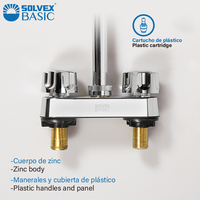 Keran Wastafel SOLVEX Diskon 6% Premium 4 inci, Seng Krom, Putaran Penuh, 2 Fungsi Semprot, Pipa Stainless Steel
