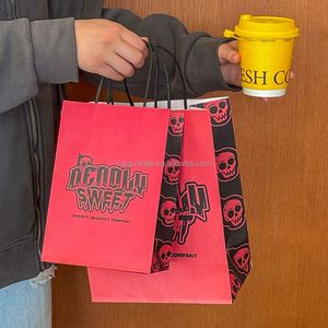 ถุงกระดาษคราฟท์ถุงบรรจุภัณฑ์สำหรับซื้อกลับบ้านชากาแฟเบาอาหารพิมพ์โลโก้ - Product Image 4