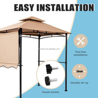 Stock américain 1 pièce Liquidation de quantité minimale de commande Couleur kaki Backyard Soft Top Grill Gazebo avec étagères de bar et crochets pour BBQ Party