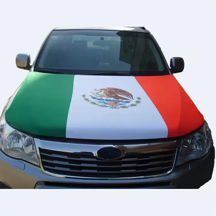 Benutzer definierte Qatar Mexico Flag Auto Motorhaube Abdeckung für Fußballfans