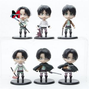 6 piezas/set 10cm lindo personaje de dibujos animados Eren Attack on Titan Pvc figura de juguete estatuas Anime figuras de acción - Product Image 1