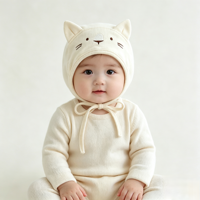 Bonnet bébé brodé renard de dessin animé, en coton doux, avec cache-oreilles, couleur unie, unisexe, pour nouveau-né et nourrisson, usage quotidien