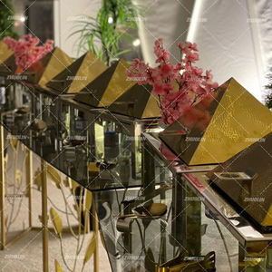 Pirámide triángulo <span class=keywords><strong>Torre</strong></span> oro único Hotel frotamiento plato Buffetset lujo árabe latón caliente comida calentador barbacoa <span class=keywords><strong>Kebab</strong></span> Chaffin platos - Product Image 1