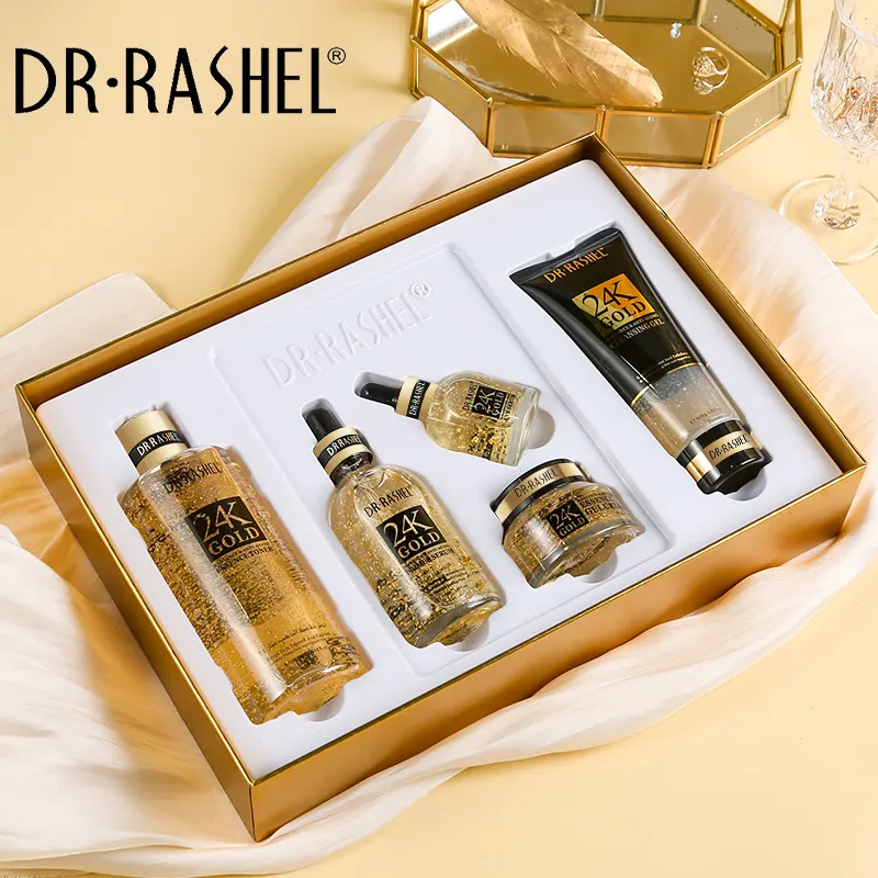 חדש הגעה DR RASHEL 24K זהב אנטי הזדקנות 5pcs טיפוח עור סט