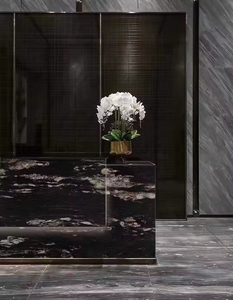 Panneau de haute qualité Panneau de marbre de luxe Tempête cosmique Carreaux noirs cambriens Pierre naturelle Dalle de marbre noir personnalisée - Product Image 5