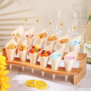 ที่วางของตกแต่งงานแต่งงานแบบกำหนดเอง ชั้นวางไม้ไผ่สำหรับจัดเก็บ จัดแสดงอาหาร ที่วางโคนไอศกรีม ที่วางโคนน้ำแข็งไส - Product Image 2