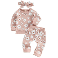 Ensemble de jogging gaufré personnalisé pour bébés et enfants doux et respirant en coton gaufré à imprimé floral pour vêtements d'été pour bébé