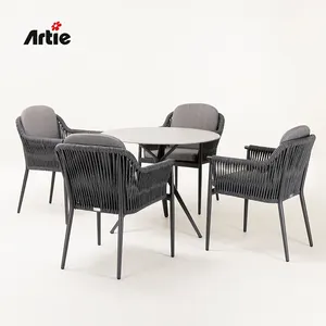 Artie Luxus Restaurant Möbel Garten tisch und Stühle Set Runde Outdoor Esstisch Patio Möbel Set