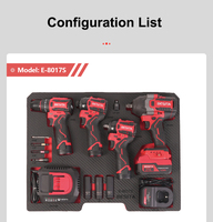 Kit combiné perceuse-visseuse à chocs sans fil 4-en-1 sans balais avec batterie au lithium et chargeur, 19 pièces
