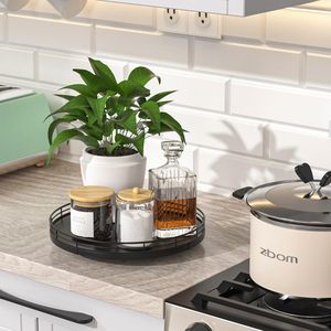 Spice Jar Rotating <b>Storage</b> Rack With Handle Wooden Lid M Size Swivel Design <b>For</b> <b>Kitchen</b> Countertop Use - Product Image 1