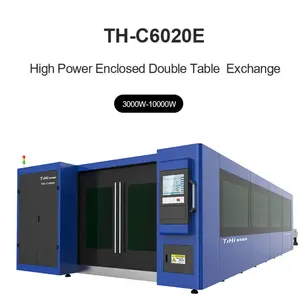 Tihi 6020E yüksek güç kapalı çift değişim tablosu 3000W ~ 10000W sac fiber lazer metal kesme makinesi