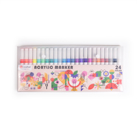 12 Pastel Dual Dot Tip Coloriage Adulte Double Tête Coloré Acrylique Peinture Marqueur Stylo Ensemble Avec Pointe Extra Fine