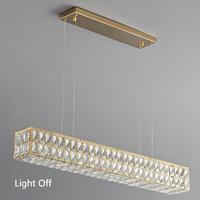 Suspension LED rectangulaire en cristal de luxe avec télécommande à intensité variable pour comptoir de bar et salle à manger-Design minimaliste
