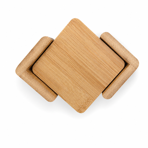 Set di 4 Sottobicchieri Quadrati in Bambù con Supporto, Incisione Laser, per Casa, Cucina, Tavolo, Vendita al Dettaglio, Disponibili negli USA - Product Image 1