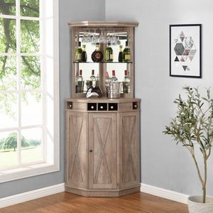 Mobile Porta Vini <span class=keywords><strong>in</strong></span> <span class=keywords><strong>Legno</strong></span> Massello Intagliato con Porta ad Arco <span class=keywords><strong>in</strong></span> Vetro, Stile Country Americano di Lusso per <span class=keywords><strong>Soggiorno</strong></span> di Villa - Product Image 4