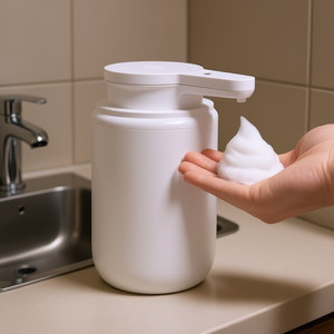 Dispensador automático de jabón en espuma, 300 ml, recargable, sin contacto, moderno, de escritorio, blanco, con indicador de dispensación de jabón para manos - Product Image 2