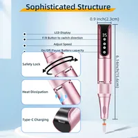 Duofu DF108 35000RPM Stylo perceuse à ongles sans fil en acier inoxydable, rechargeable par USB, lime à ongles double embout, outil de polissage pour salon, portable
