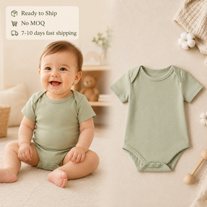 Combinaisons pour bébés nouveau-nés en coton biologique 100%, manches courtes, fermeture à boutons, vêtements d'été pour bébés - Product Image 1