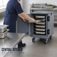 Boîte isotherme commerciale réutilisable, transporteur de nourriture isolé avec poignées et roulettes pour la livraison de repas dans les restaurants et hôtels
