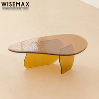WISEMAX FURNITURE Table basse contemporaine irrégulière pour hall d'entrée, bureau, projet hôtelier, table à thé en verre brun pour hôtel, villa