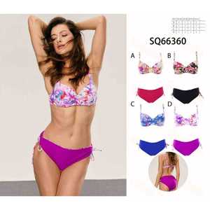 Womens Sexy Two Piece <b>Bikini</b> <b>Set</b> Summer Swimwear Padded Halter Bra Top Tie Side High Waist Bottom S-XL Wholesale SQ66360 - Product Image 1