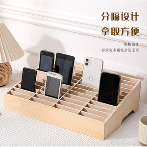 Wooden Desktop Multi Compartment Phone <b>Storage</b> Box Rectangle Standing Type Desk Organizer Neatening <b>Storage</b> - Product Image 5