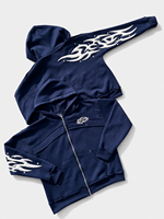 Hoodie personnalisé avec logo imprimé en relief 3D sur l'épaule, pour homme, coupe oversize, court, épais, zippé, effet vieilli, style vintage, ensemble