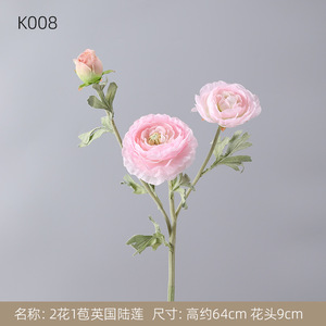 Flores artificiales blancas de seda, flores de Ranunculus, blanco, rosa, azul, loto, para decoración de mesa central de boda - Product Image 3