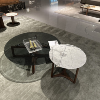 Table basse italienne moderne et minimaliste haut de gamme en bois de noyer et pierre d'Amérique du Nord Mobilier de maison de luxe pour villa et manoir