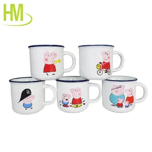 Hadiah Mug Keramik Mini Porselen 4Oz dengan Karakter Kartun untuk Anak-anak