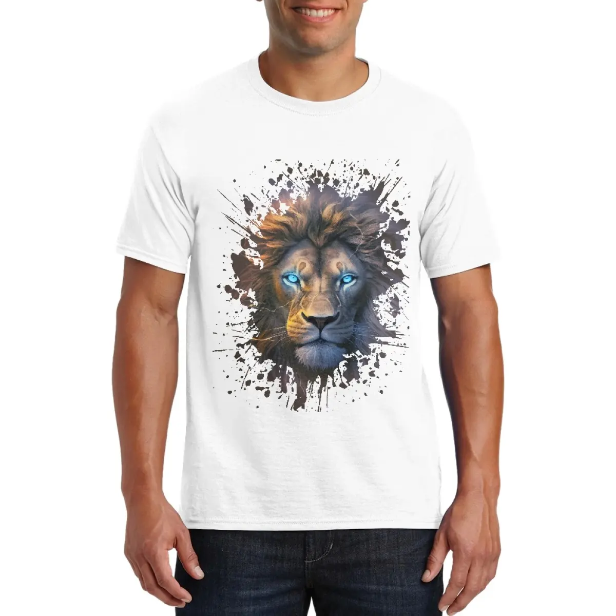 Venta directa Cool Lion 2D Impreso Pure Camiseta personalizada para hombres Fabricantes de ropa Logotipo personalizado Camisetas de gran tamaño para hombres Ropa