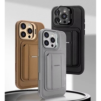 Étui de téléphone en cuir PU magnétique de luxe pour 15 16 17 Pro avec porte-cartes, support, protection contre les chocs, portefeuille rabattable, blocage RFID