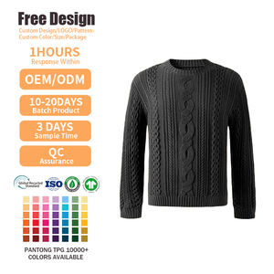 Vente en gros de pulls à manches longues pulls tricotés pour hommes avec logo brodé pull d'automne 100% en coton - Product Image 2