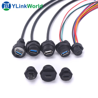 Connecteur USB 2.0 3.0 étanche, type C, câble de données, prise circulaire mâle/femelle, adaptateur de câble USB mini/micro, connecteur pour circuit imprimé