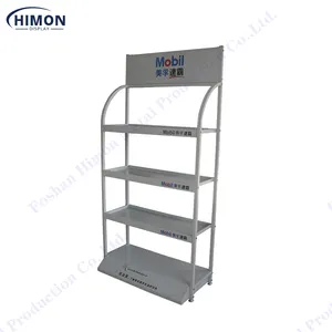 Hot Sales Retail Store Metal 4 Tiers Shelves For Engine Motor Oil Lubricant Bottle Display Rack Stand