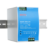 NDR-480-24 sans entrée PFC 200-240VAC alimentation à découpage sur rail din 24v 20A sortie unique 480w pour l'automatisation industrielle