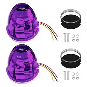 ไฟ LED รูปแตงโม 2 ชิ้น สีม่วง ไฟแฟลช สำหรับรถบรรทุก รถพ่วง ไฟเลี้ยวข้างทรงกลม 12V 24V - Product Image 5