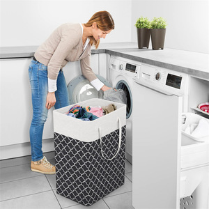 Fast Dispatch 82L Custom Collapsible Laundry <strong>Hamper</strong> Large Capacity Foldable Laundry Basket Washing Bag With Handles - Product Image 2