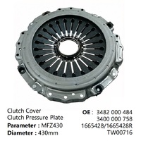 Kit de Embrague para Camión de Servicio Pesado de 430 mm, 3482000484 3400000758 1665428, Plato de Presión y Tapa de Embrague para Piezas DA-F XF CF TATRA