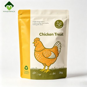 Custom Printed Stand up Pouch Chicken Feed Bag Poultry Treat Snack Roasted Corn Flock Food Resealable Ziplock Pouch - Product Image 1