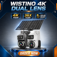 Kamera Keamanan Tenaga Surya CMOS 6MP Lensa Ganda Pan-Tilt 5-50mm Lensa 25X Zoom Deteksi Gerakan AI Alarm IP66 Tahan Air 220 Lebar