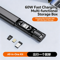 Câble de données USB multifonction 6-en-1 60W 3A, adaptateur de charge rapide, kit de rangement pour iPhone 15/14/13 Pro Max