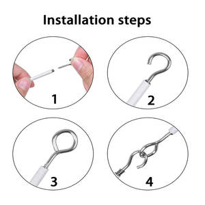 다목적 PVC 코팅 철 커튼 로프 5m 벽걸이 형 액세서리 좋은 텐셔너 코드 케이블 세트 가정용 플라스틱 후크 - Product Image 5