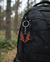 Porte-clés mousqueton personnalisé en alliage de zinc, motif renard géométrique de dessin animé, émail doux dégradé rouge, porte-clés métallique, merchandising de marque, OEM ODM, faible MOQ