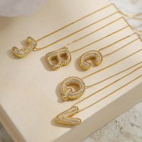 Collar con Colgante de Letra del Alfabeto A-Z Personalizado con Circonitas, Chapado en Oro, Estilo Hip Hop, Collar con Iniciales de Latón para Mujer